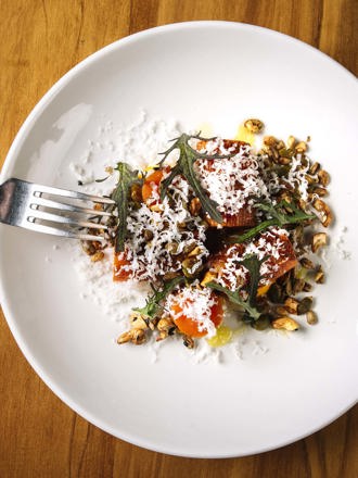 The Punga Fern Restaurant has a range of delicious dining options on the menu like this carrot and vegetables meal at Punga Cove in the Marlborough Sounds, New Zealand